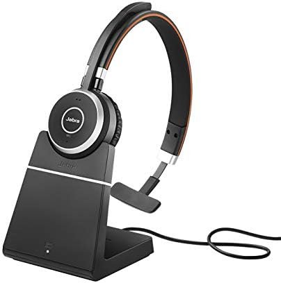 Jabra Evolve 65 SE Stereo Wireless Headset - Bluetooth Headset with Noise-Cancelling Microphone, Long-Lasting Battery, and Charging Stand - MS Teams Certified, Works with All Other Platforms - Black